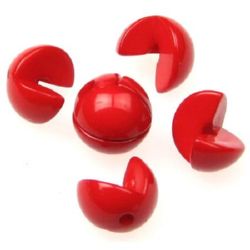 Acrylic modular solid beads for jewelry making, ball 14 mm red - 10 sets