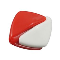 Modular rhombus bead 20x23x11 mm hole 2 mm white and red -10 sets