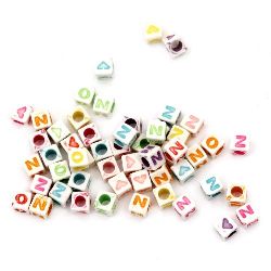 Cube letters thick 4x4 mm hole 3 mm MIX - 20 grams ~487 pieces