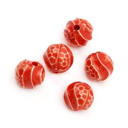 Solid ball bead 10 mm hole 1.5 mm red - 50 grams ~ 106 pieces