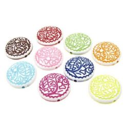 Solid coin bead 25x10 mm hole 2 mm embossed mix - 50 grams ~ 12 pieces