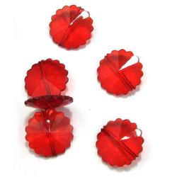 Transparent Plastic Beads crystal flower 24x8 mm red - 50 grams