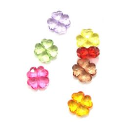 Transparent Plastic Beads crystal clover 17x17x6 mm hole 1 mm MIX - 50 grams -45 pieces