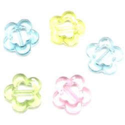 Transparent Plastic Beads crystal flower 28x6 mm MIX - 50 grams
