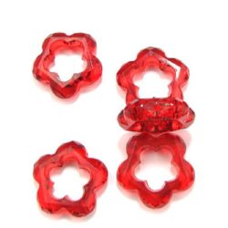 Crystal flower bead 39 mm faceted red - 50 grams