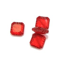 Мънисто кристал квадрат 24x7 мм червено - 50 грама