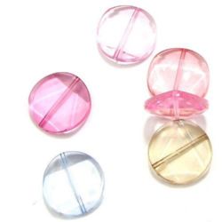 Bead crystal coin 23 mm hole 1.5 mm MIX -50 grams