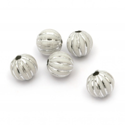 Silver-lined Ball Beads, 12 mm, Hole: 2.5 mm -50 g ~ 60 pieces
