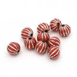 Silver-lined Ball Beads for Craft Art and Decoration, 12 mm, Hole: 2.5 mm, Red -50 g ~ 60 pieces