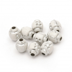 Acrylic Oval Beads with Imitation of Tiny Crystals, 12x10 mm, Hole: 3 mm, White -50 g ~ 90 pieces