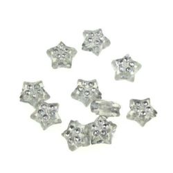 Transparent plastic  star bead with imitation of pebbles 8 mm - 50 grams