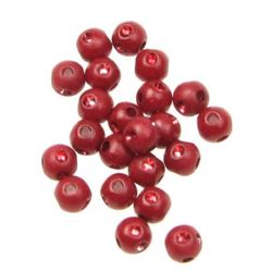 Opaque Acrylic Round Beads with imitating of crystal 5 mm red - 50 grams