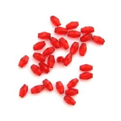 Мънисто кристал цилиндър овал 6x3 мм дупка 1 мм фасетирано червено -50 грама