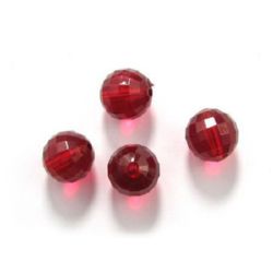 Bead crystal ball 22 mm hole 3 mm faceted red -50 g ~ 8 pieces
