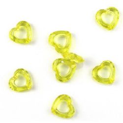 Bead crystal heart 18x17x6 mm hole 2 mm yellow -50 grams ~ 62 pieces