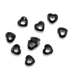 Bead crystal heart 18x17x6 mm hole 2 mm black -50 grams ~ 62 pieces