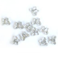 Transparent Acrylic Butterfly Beads with silver paint dots, imitating small crystals 11x9 mm - 50 grams