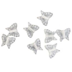 Butterfly bead 15x13 mm transparent with white -50 grams