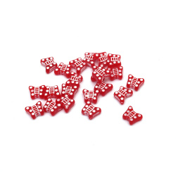 Butterfly bead 10x8 mm red with white - 50 grams