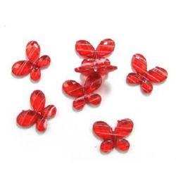 Stoc epuizat. Primeste notificare pe email cand produsul revine in stoc Margele de fluture de cristal 23x30x5 mm gaură 2 mm vopsită alb și roșu -50 grame ~ 28 bucăți