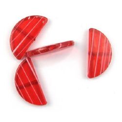 Crystal semicircle bead 19x40x6 mm hole 2 mm painted white and red - 50 grams ~ 16 pieces