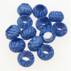Мънисто прано топче релеф 7x5 мм дупка 4 мм цвят син -50 грама ±520 броя