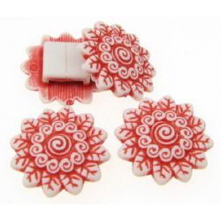 Flower Bead Faded Color 21 mm hole 11x11 mm white and red - 50 grams ± 50 pieces
