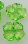 Мънисто кристал детелина 12х5мм дупка 1.5 мм цвят зелен светъл  - 50 грама ~100 броя