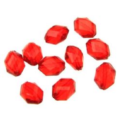 Мънисто кристал фигура 11x8x7 мм дупка 1 мм фасетирано червено -50 грама ~ 130 броя
