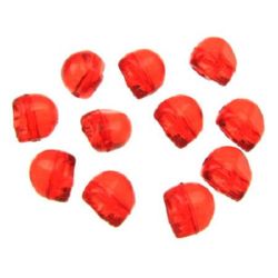 Crystal skull Transparent Acrylic Beads, 10 mm transparent red -50 grams