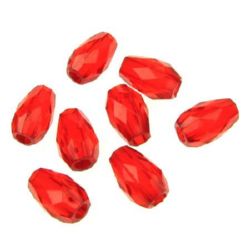 Transparent Acrylic Beads, crystal cylinder 14x9 mm hole 3 mm red -50 grams ~ 90 pieces