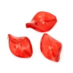 Acrylic Twisted Oval Bead, 28.5x19x9 mm, Hole: 1.5 mm, Transparent Red - 50 grams ~ 23 pieces