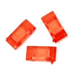 Transparent Acrylic Connector Bead 9x18x5 mm with 2 Holes x 2 mm, Red - 50 grams ~ 70 pieces