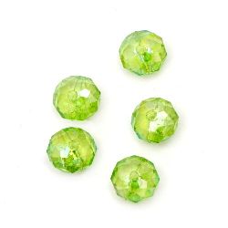 Χάντρα απομίμηση κρύσταλλο 8x6 mm τρύπα 1 mm πράσινο ιριδίζον -50 γραμμάρια ~ 240 τεμάχια
