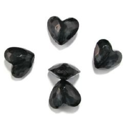Faceted Acrylic Heart Bead, 29x25x16 mm, Hole: 3 mm, Black -50 grams ~ 9 pieces