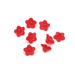 Crystal bead in the shape of a flower, 7x12 mm, hole 1.5 mm, red - 20 grams, ~70 pieces
