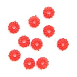Transparent Plastic Flower Bead for Craft Jewelry Making, 9x3 mm, Hole: 2 mm, Red - 50 grams ~ 350 pieces