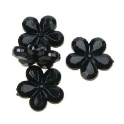 Transparent Acrylic Bead crystal flower 20x4 mm black - 50 grams