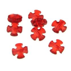 Crystal Acrylic Cross Bead, 12x5 mm, Hole: 1 mm, Transparent Red - 50 grams