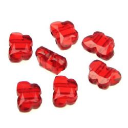 Transparent Crystal Imitation Bead for DYI Jewelry Making, 10x14x6 mm, Two Holes: 2 mm, Red - 50 grams