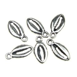 Plastic Pendant with Metal Finish / Shrimp Pinch, 17x8 mm, Silver -20 grams
