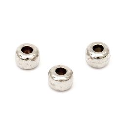 CCB Cylinder Bead for Jewelry Making, 9x6.5 mm, Hole: 3.5 mm, Silver -20 grams ± 65 pieces