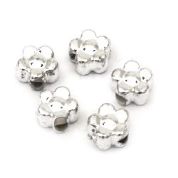 CCB Flower Bead for Handmade Art,  6x3 mm, Hole: 1 mm, White SIlver -20 grams ~ 350 pieces
