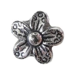 Metallized Plastic Flower Bead, Old Silver Imitation, 10x5 mm, Hole: 1 mm -20 grams ~68 pieces