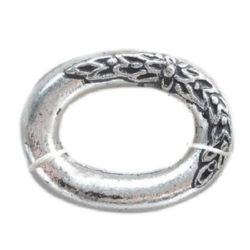 Metallized Plastic Oval Ring, Old Silver Imitation Bead, 28x22x5 mm, Hole: 18x13 mm -50 g ~ 26 pieces