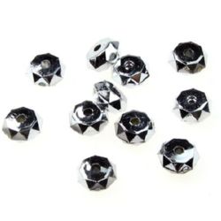 Plastic Abacus Bead with Metal Coating, Old Silver Imitation, 7x4 mm, Hole: 1.5 mm -20 grams ~ 156 pieces