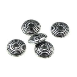 Plastic Metallized Washer Bead, Old Silver Imitation, 14x5 mm, Hole: 4 mm -50 grams
