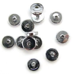 Plastic Metallized Washer Beads, 8x2 mm, Hole: 1 mm, Silver -50 grams ~ 450 pieces