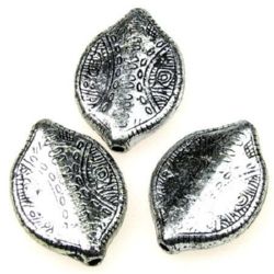 Margele metalic oval 22x31 mm orificiu 2 mm culoare argintiu -50 grame