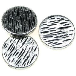 Metallized Plastic Bead / Engraved Circle, 24 mm, Old Silver -50 grams